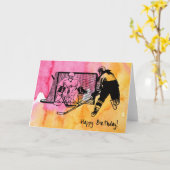 Dameshockey verjaardagskaart inkschets aquarel kaart (Gele Bloem)