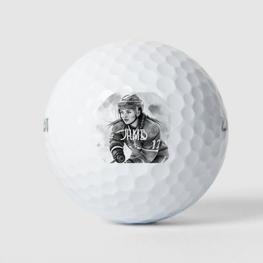 Dameshockeyspeler Sport Monogram Golfballen (Voorkant)