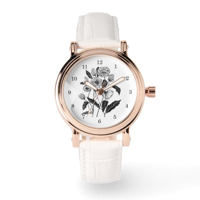 Dameshorloge met klaprozen horloge (Voorkant)