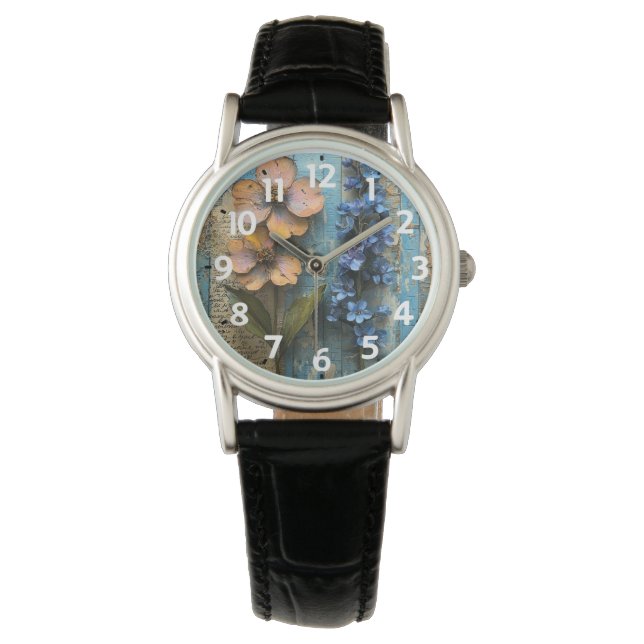 Dameshorloge met leren band horloge (Voorkant)