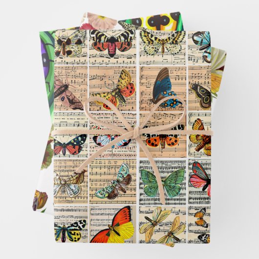 damesinsecten Butterflies insect Blad Muziek bloem Inpakpapier Vel (In situ)