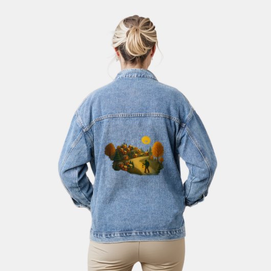 Damesjas met Gouden Lantaarn Dorp A jas Denim Jacket (Model)