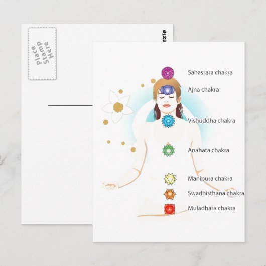 dameskakra-tekstsymbolen op lotus yoga yogi briefkaart (Voorkant / Achterkant)