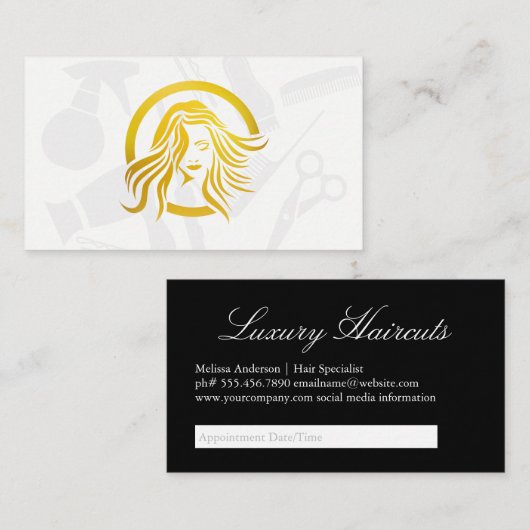 Dameskapsalon en schoonheidssalon | Afspraak Afsprakenkaartje (Voorkant / Achterkant)