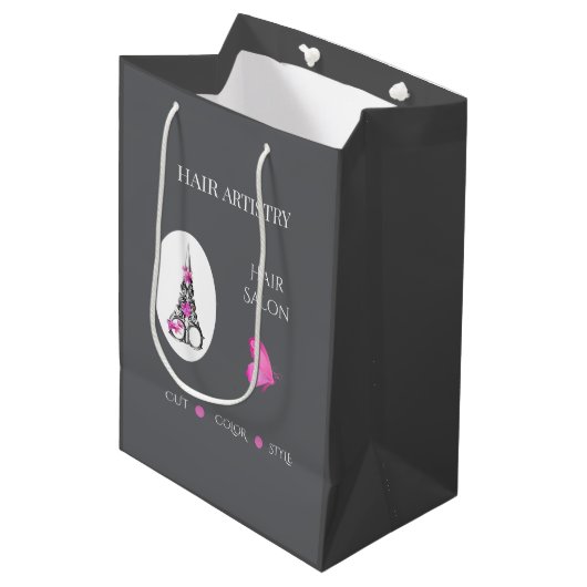 Dameskapsalon Zakelijk Merk Scherenschaar Medium Cadeauzakje (Voorkant Gekanteld)