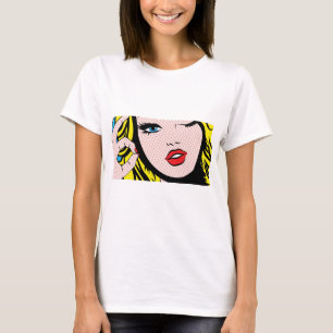 Dameskleding - Comic Girl O-K Pop Art T-Shirt