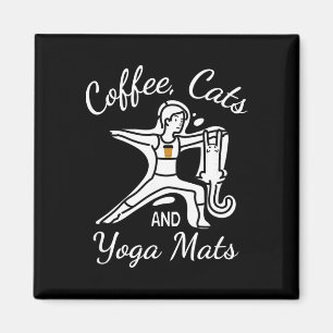 Dameskoffiekatten en yogamatten - Grappige Nameows Magneet