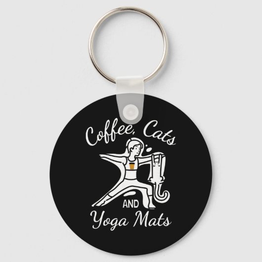 Dameskoffiekatten en yogamatten - Grappige Nameows Sleutelhanger (Voorkant)