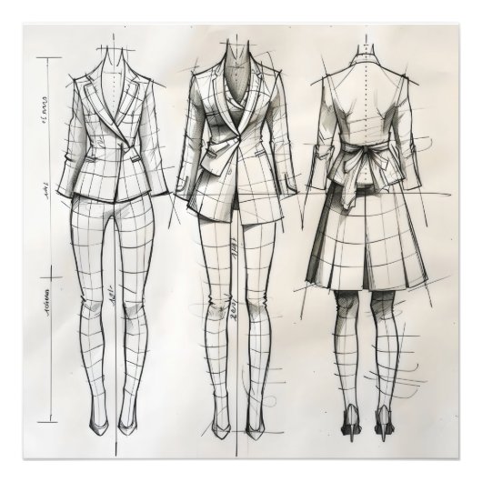 dameskostuumschets foto afdruk (Voorkant)