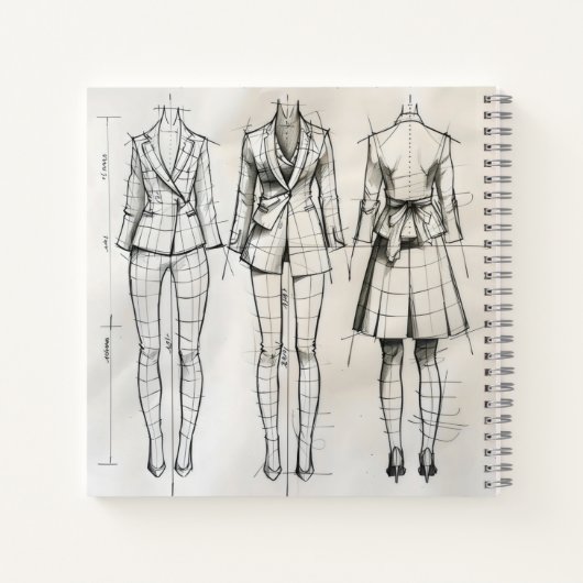 dameskostuumschets notitieboek (Achterkant)