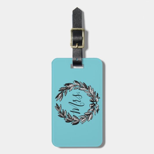 Dameskrans Turquoise Bagage Label (Voorkant verticaal)