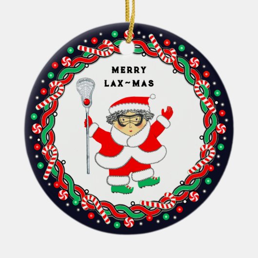 Dameslacrosse Keramisch Ornament (Voorkant)