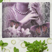  damesmeisje uit de jaren 20 van de Parijs Lady Fl Theedoek (Gevouwen)