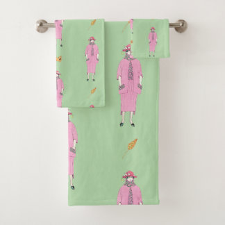 Damesmode-illustratie uit de jaren 1910 & Pekingee Bad Handdoek