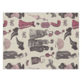 damesmode uit het victoriaans tijdperk toile beige tafelkleed (Voorkant (Horizontaal))
