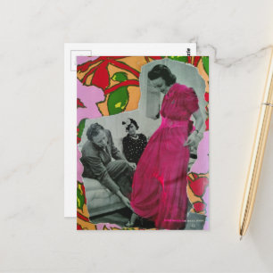 Damesmodel in pyjama circa 1939 Mixed Media Colla Briefkaart