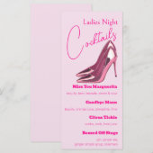 Damesnacht Pinke Stilettos Cocktailparty Menu (Voorkant / Achterkant)