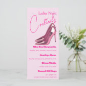 Damesnacht Pinke Stilettos Cocktailparty Menu (Staand voorkant)