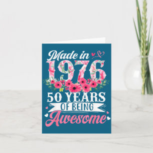 Damesoverhemd 50e verjaardag Geboren 1976 Bloem Kaart