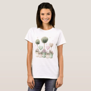 Damesoverhemd bloemig pastel waterverf roze groen t-shirt