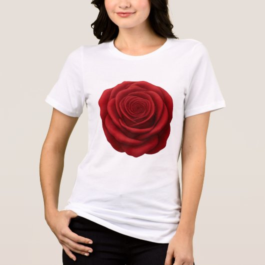 Damesoverhemd - Rode Roos Bloem Tri-Blend Shirt (Voorkant)