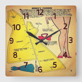  damespatroon uitgesneden vierkante klok