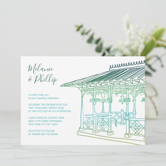 Damespaviljoen Central Park New York Huwelijk Kaart (Staand voorkant)