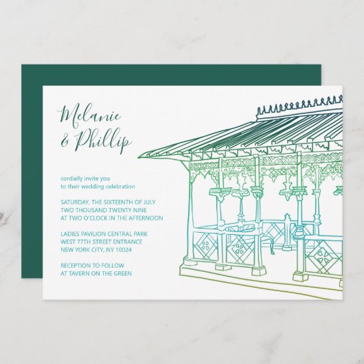 Damespaviljoen Central Park New York Huwelijk Kaart (Voorkant / Achterkant)