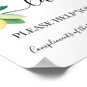 Damespoeder ruimer trouwreceptie citroenen bord poster (Hoek)