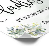 Damespoederjaskamer bruiloftsreceptie eucalyptus poster (Hoek)