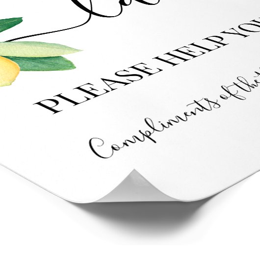 Damespoederkamer bruiloftsreceptie citroenen bord poster (Hoek)