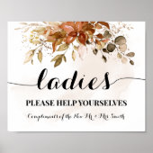 Damespoederkamer Herfst Bruiloftsreceptie Poster (Voorkant)