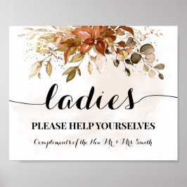 Damespoederkamer Herfst Bruiloftsreceptie Poster