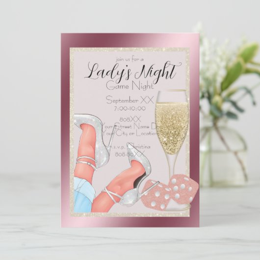 Damesroze bruinglittermuis kaart (Staand voorkant)