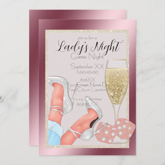 Damesroze bruinglittermuis kaart (Voorkant / Achterkant)