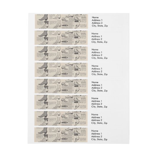 damesschoenencatalogus - Mode uit de jaren 1900 Omwikkelbaar Adreslabel (Vel)