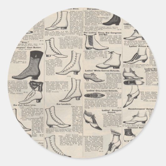 damesschoenencatalogus - Mode uit de jaren 1900 Ronde Sticker (Voorkant)