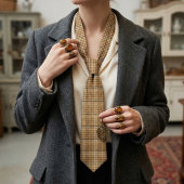 Damesstropdas Kameel Houndstooth Windowpane  Stropdas