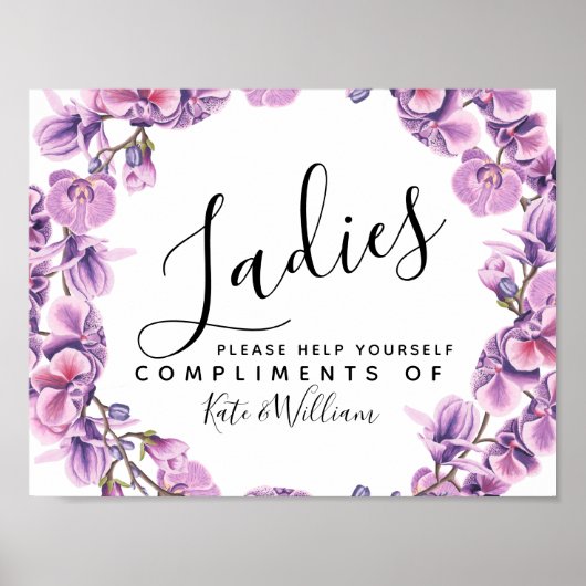 damestoilet - paars mandje toiletartikelen poster (Voorkant)