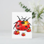 damestoornis met baby ladybugs briefkaart (Staand voorkant)