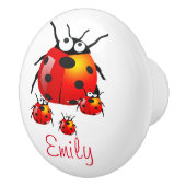 damestoornis met baby ladybugs keramische knop (Rechts)