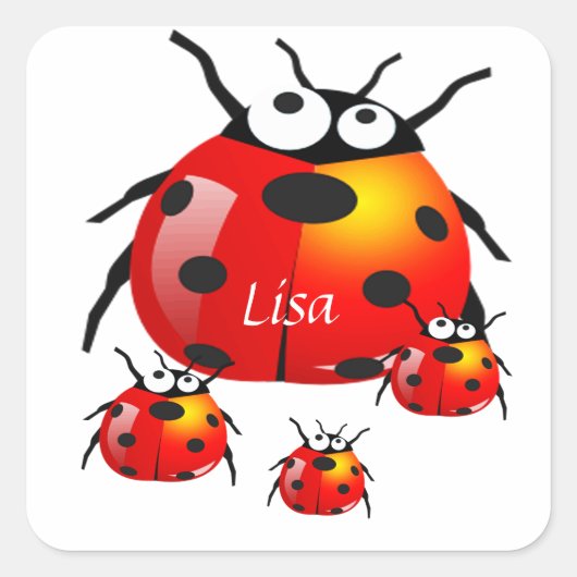 damestoornis met baby ladybugs vierkante sticker (Voorkant)