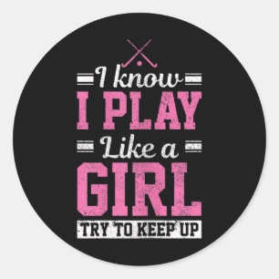 Damesveld Hockey Meisje Funny Hockey Speler Cadeau Ronde Sticker