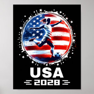 Damesvoetbal Amerikaanse vlag Voetbal Kleding Voet Poster