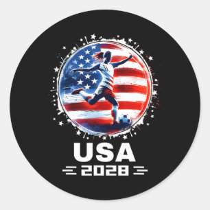 Damesvoetbal Amerikaanse vlag Voetbal Kleding Voet Ronde Sticker