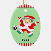Damesvoetbal Kerstcollectie Keramisch Ornament (Achterkant)