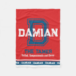 Damiaanse naam: sportmonogram rood blauw fleece deken