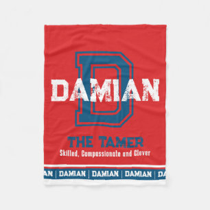 Damiaanse naam: sportmonogram rood blauw fleece deken