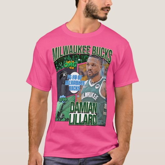 Damian Lillard Basketball Art Bucks 1 T-shirt (Voorkant)