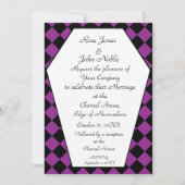 Damier Ebony (Paarse huwelijksuitnodiging) Kaart (Voorkant)